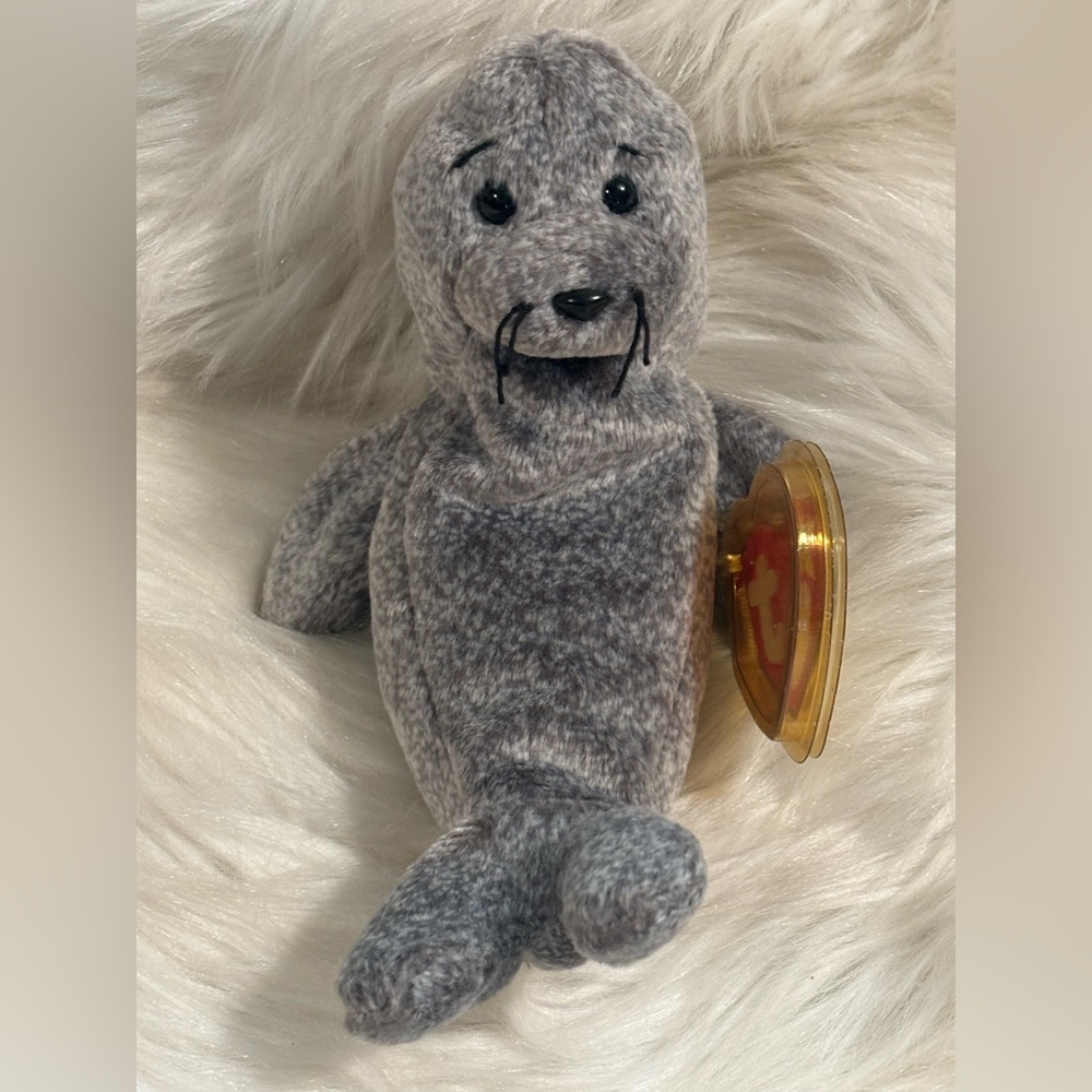 Ty Beanie Babie 7 inch Slippery the Seal Toy 1998-1999 Tag Error Rare